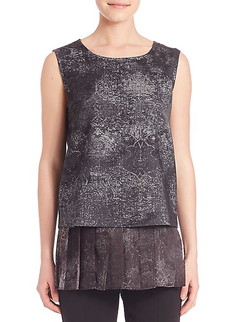 Max Mara - Emy Pleated-Hem Jacquard Tank Top