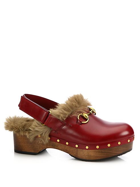 Gucci - Amstel Fur-Lined Leather Slingback Clogs