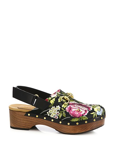 Gucci - Amstel Floral Jacquard Slingback Clogs