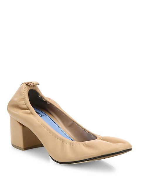 Lanvin - Cube-Heel Leather Ballet Pumps