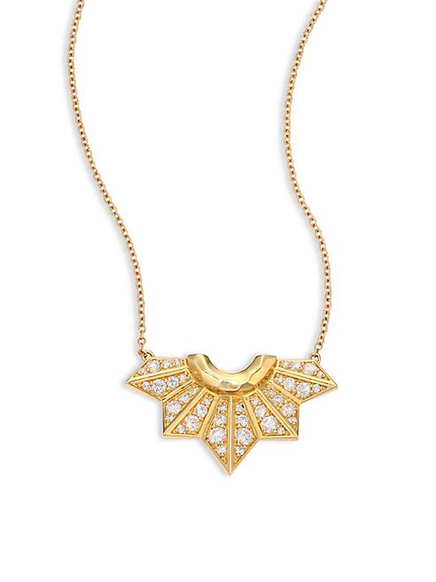 Ron Hami - Diamond & 18K Yellow Gold Fan Pendant Necklace