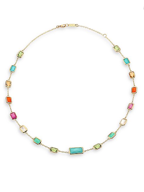 IPPOLITA - Rock Candy Semi-Precious Multi-Stone & 18K Yellow Gold Station Necklace