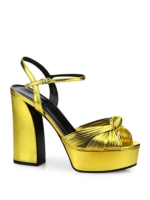 Gucci - Allie Knotted Metallic Leather Platform Sandals