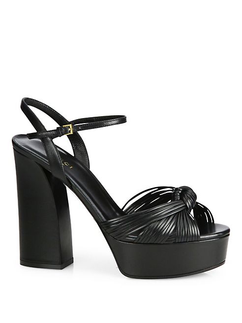 Gucci - Allie Knotted Leather Platform Sandals