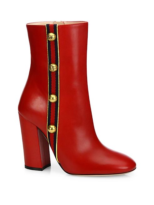 Gucci - Carly Studded Grosgrain & Leather Boots