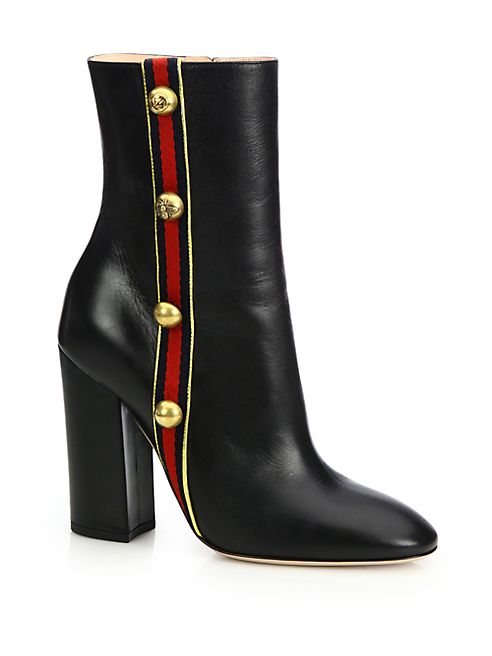 Gucci - Carly Studded Grosgrain & Leather Boots