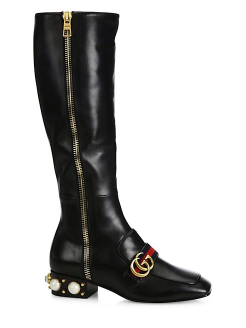 Gucci - Peyton GG Pearly-Heel Boots