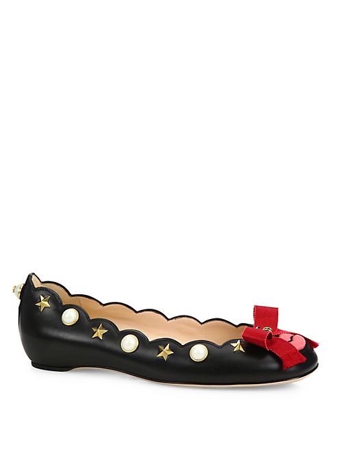 Gucci - Lexi Studded Leather Lip Ballet Flats