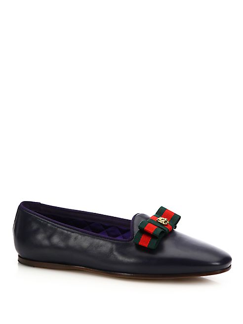 Gucci - Gallipoli Grosgrain Bow Leather Loafers