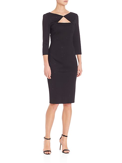 St. John - Cut-out Neck Sheath Dress