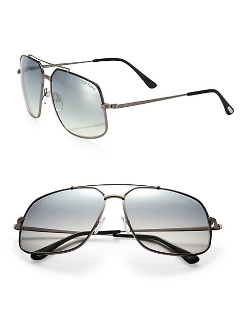 Tom Ford Eyewear - Ronnie 60MM Metal Navigator Sunglasses