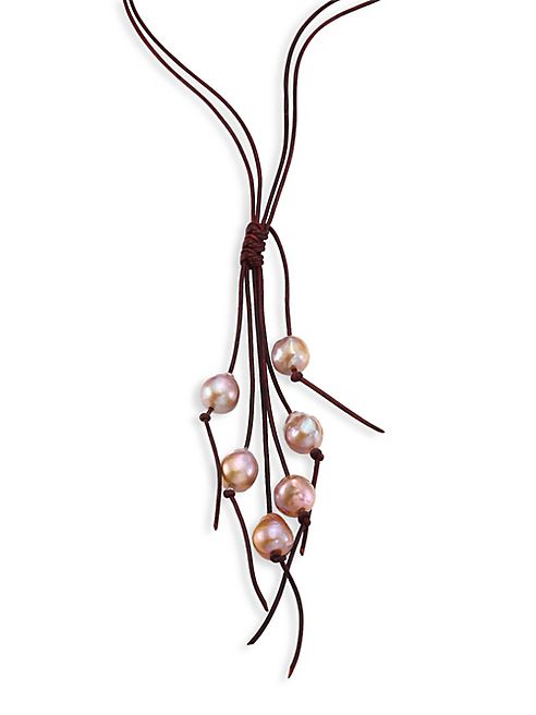 Chan Luu - Leather & Pearl Drop Necklace