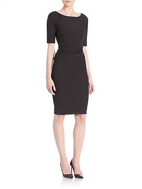 Lela Rose - Ruched Stretch-Twill Dress