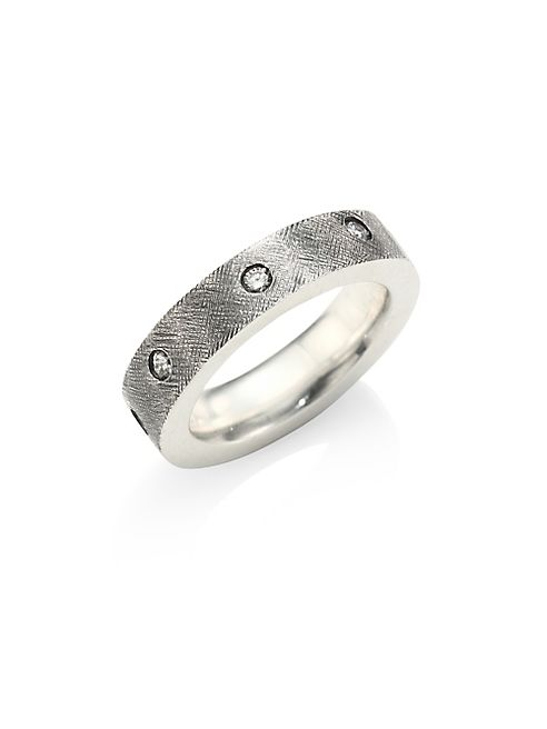 Rene Escobar - Diamond & Sterling Silver Flat Band Ring