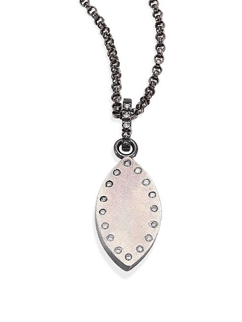 Rene Escobar - Small Diamond & Sterling Silver Leaf Pendant Necklace