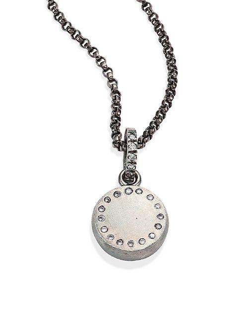 Rene Escobar - Small Diamond & Sterling Silver Round Pendant Necklace