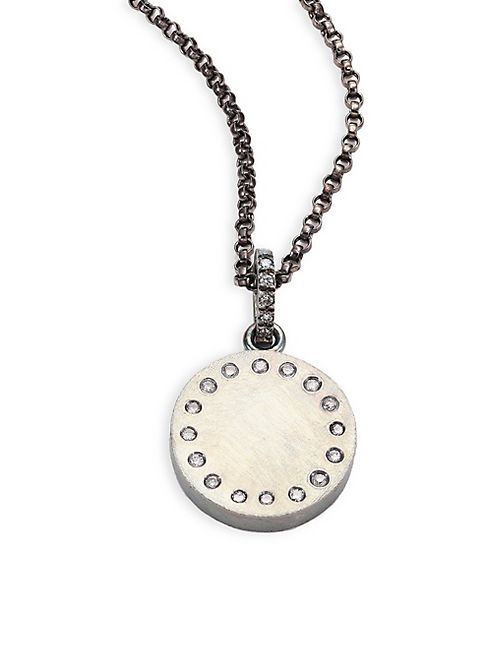 Rene Escobar - Medium Diamond & Sterling Silver Round Pendant