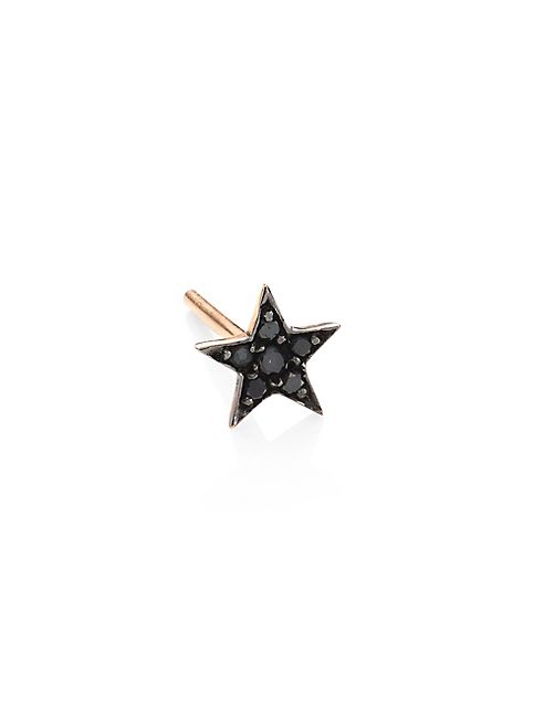 Kismet by Milka - Heroine Star Black Diamond & 14K Rose Gold Single Stud Earring