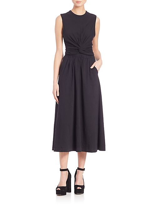 T by Alexander Wang - Cotton Jersey Front Twist Muscle Dress