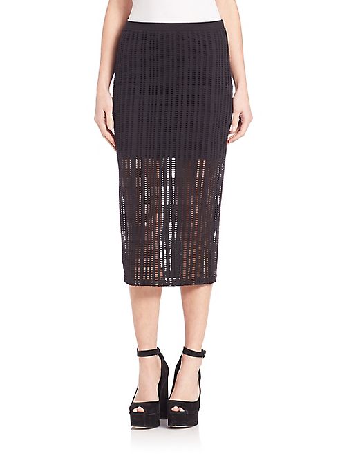 T by Alexander Wang - Stretch Cotton Jersey Jacquard Fitted Skirt