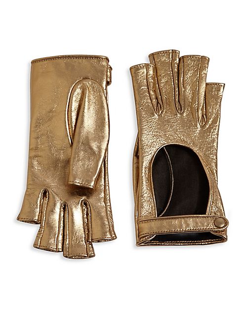 Gucci - Donna Metallic Leather Fingerless Gloves