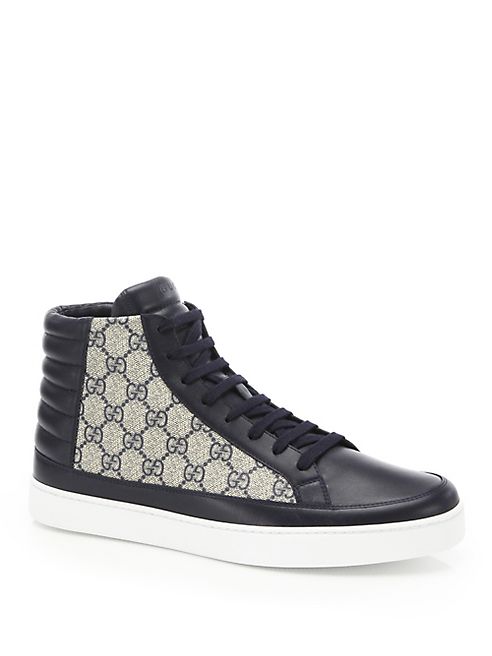 Gucci - Supreme Leather & Canvas High-Top Sneakers