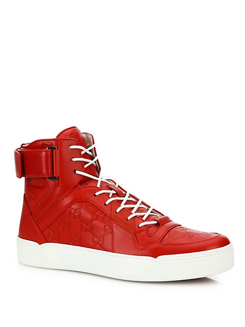 Gucci - New Basket Leather High-Top Sneakers