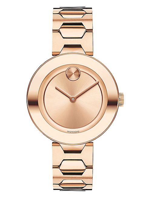 Movado - Bold Rose Goldtone Stainless Steel Bracelet Watch/32MM