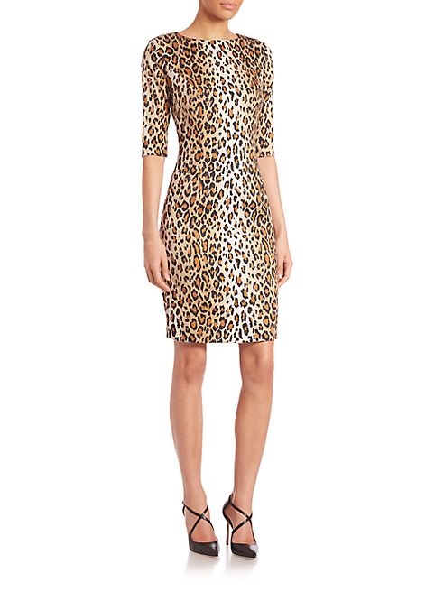 Carolina Herrera - Cheetah-Print Stretch Cotton Sheath Dress