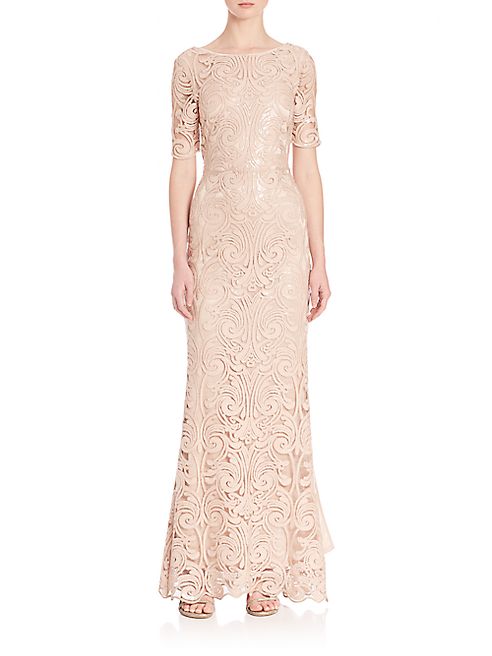 Laundry by Shelli Segal - PLATINUM Sequin Lace Gown