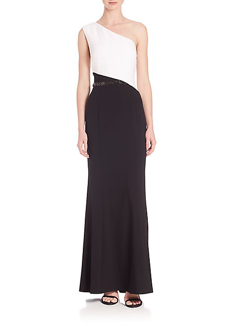 Laundry by Shelli Segal - PLATINUM One-Shoulder Colorblock Gown