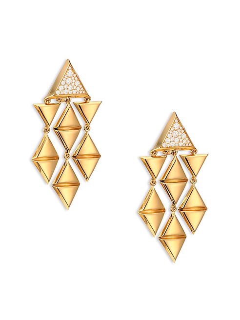 Marina B - Triangoli Diamond Pavé & 18K Yellow Gold Chandelier Earrings