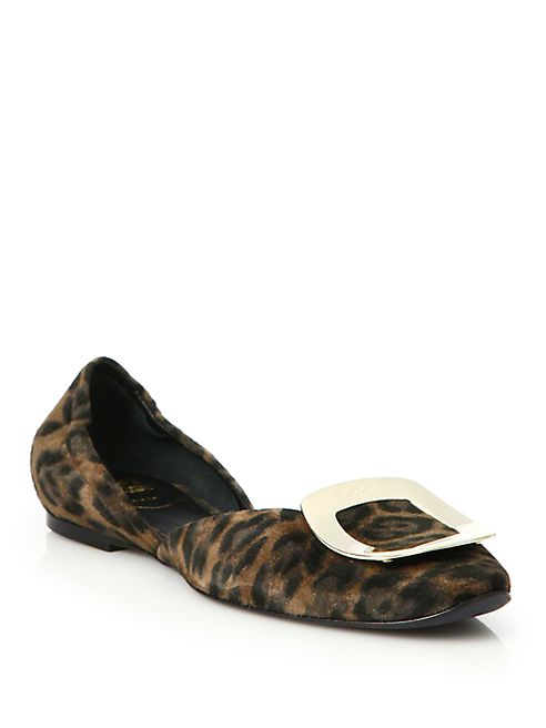 Roger Vivier - Ballerine Chips Leopard-Print Suede D'Orsay Flats