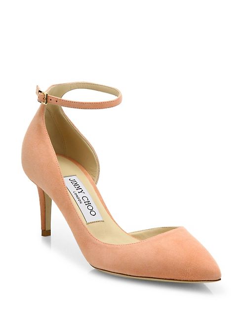 Jimmy Choo - Lucy 65 Suede d'Orsay Ankle-Strap Pumps