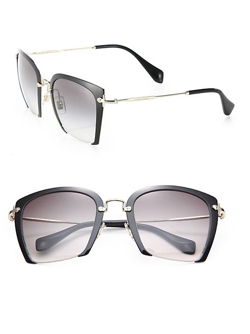 Miu Miu - 52MM Semi-Rimless Acetate & Metal Square Sunglasses