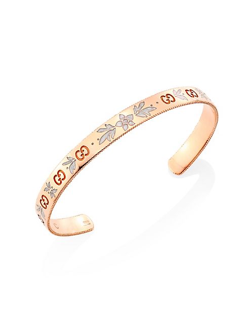 Gucci - Icon Blossom 18K Rose Gold & Enamel Bangle Bracelet