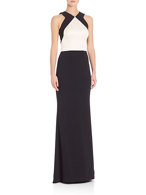 St. John - Colorblock High-Low Gown