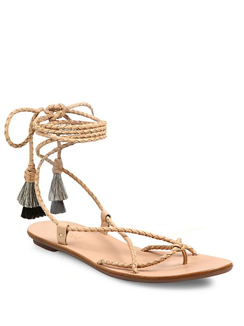 Loeffler Randall - Bo Braided Leather Ankle-Wrap Sandals