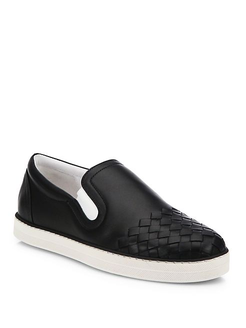 Bottega Veneta - Intrecciato Leather Slip-On Sneakers