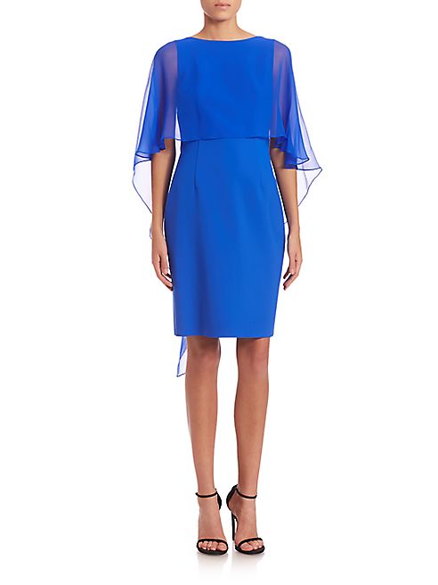 Teri Jon by Rickie Freeman - Chiffon Cape Sleeve Dress