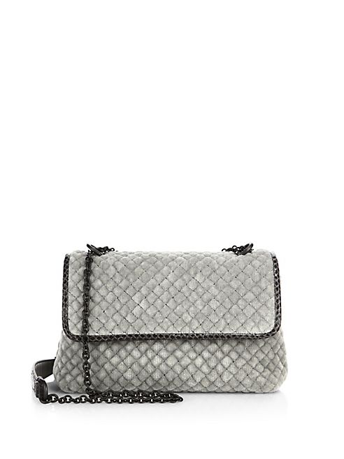 Bottega Veneta - Olimpia Small Intrecciato Quilted Velvet Shoulder Bag