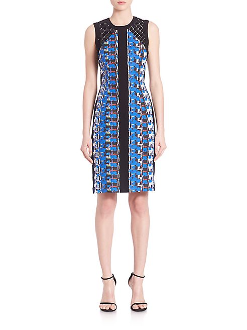 Carmen Marc Valvo - Abstract Pebble Crepe Cocktail Dress