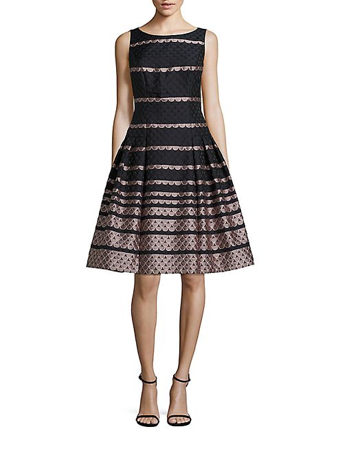 Carmen Marc Valvo - Scalloped Fit-and-Flare Dress