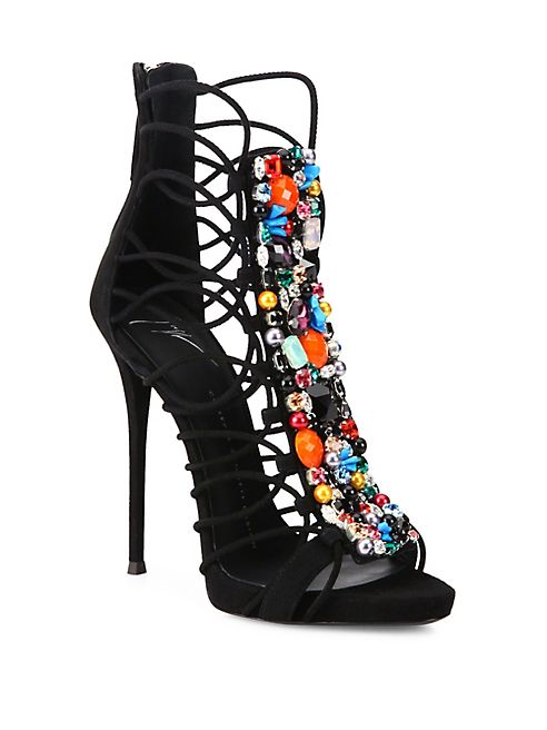 Giuseppe Zanotti - Strappy Beaded Suede Sandals