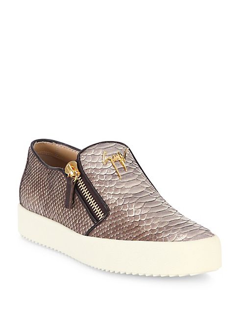 Giuseppe Zanotti - Snakeskin-Embossed Leather Slip-On Sneakers