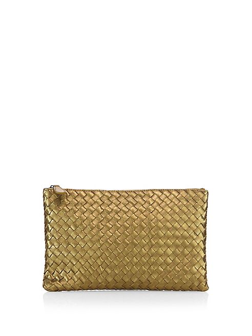 Bottega Veneta - Woven Metallic Leather Pouch