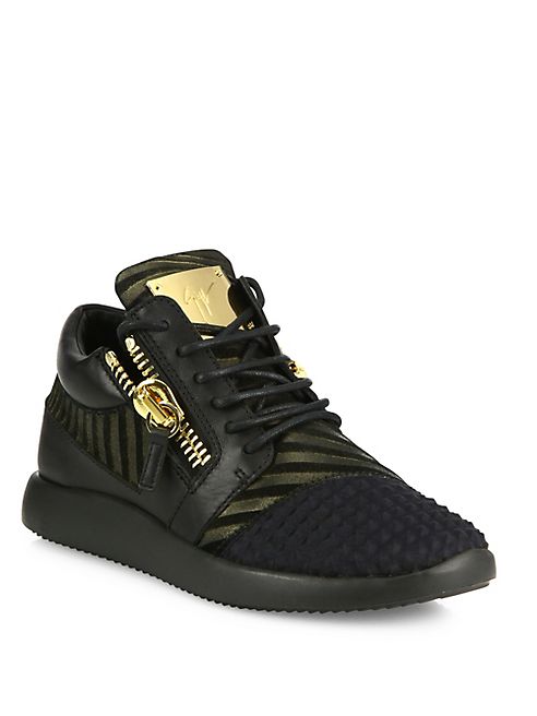 Giuseppe Zanotti - Mixed Media Side-Zip Sneakers