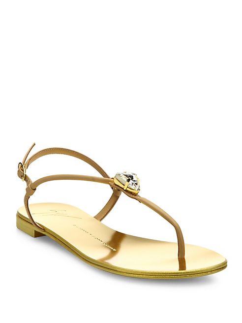 Giuseppe Zanotti - Leather Crystal Thong Sandals