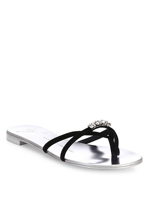 Giuseppe Zanotti - Crystal-Embellished Suede Slides