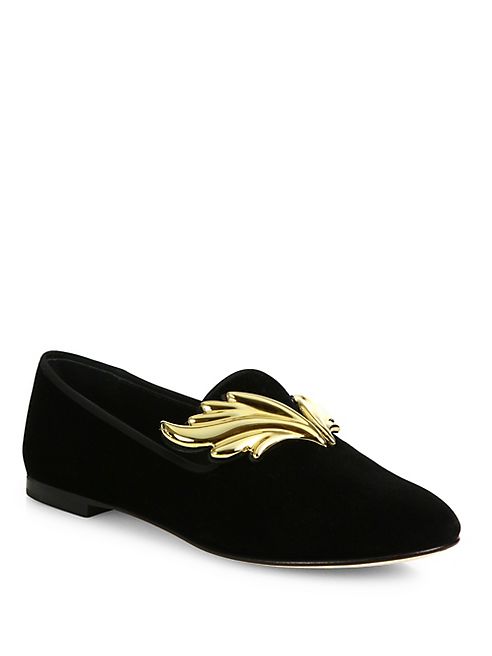 Giuseppe Zanotti - Winged Velvet Smoking Slippers